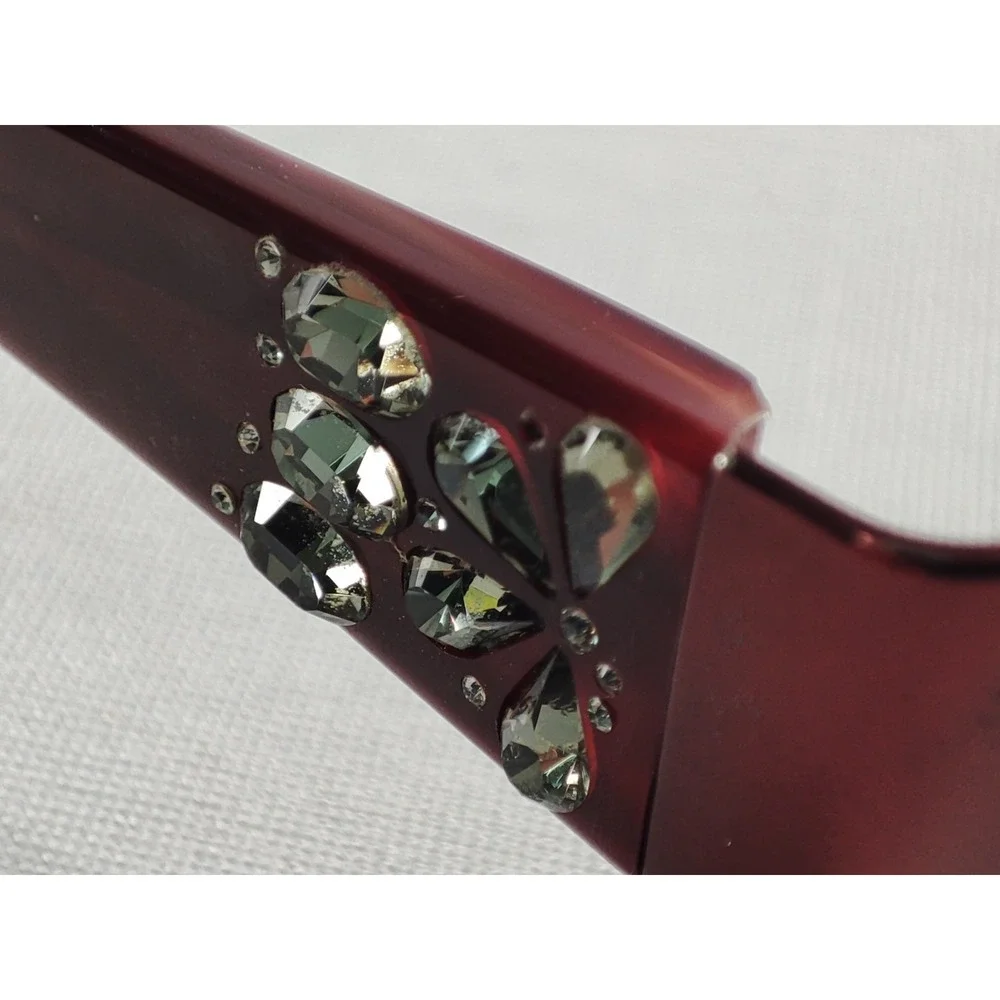 Vera Wang Ronce BU Burgundy Crystal Embellished Eyeglass Frames 54-16-137 + Case